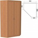 Несимметричный угловой шкаф со штангой и полками с 2-мя зеркалами "Гарун" 403